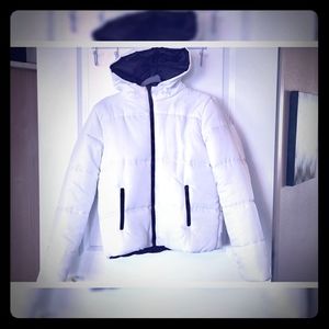 Bright White w/ Black Details Puffer Parka